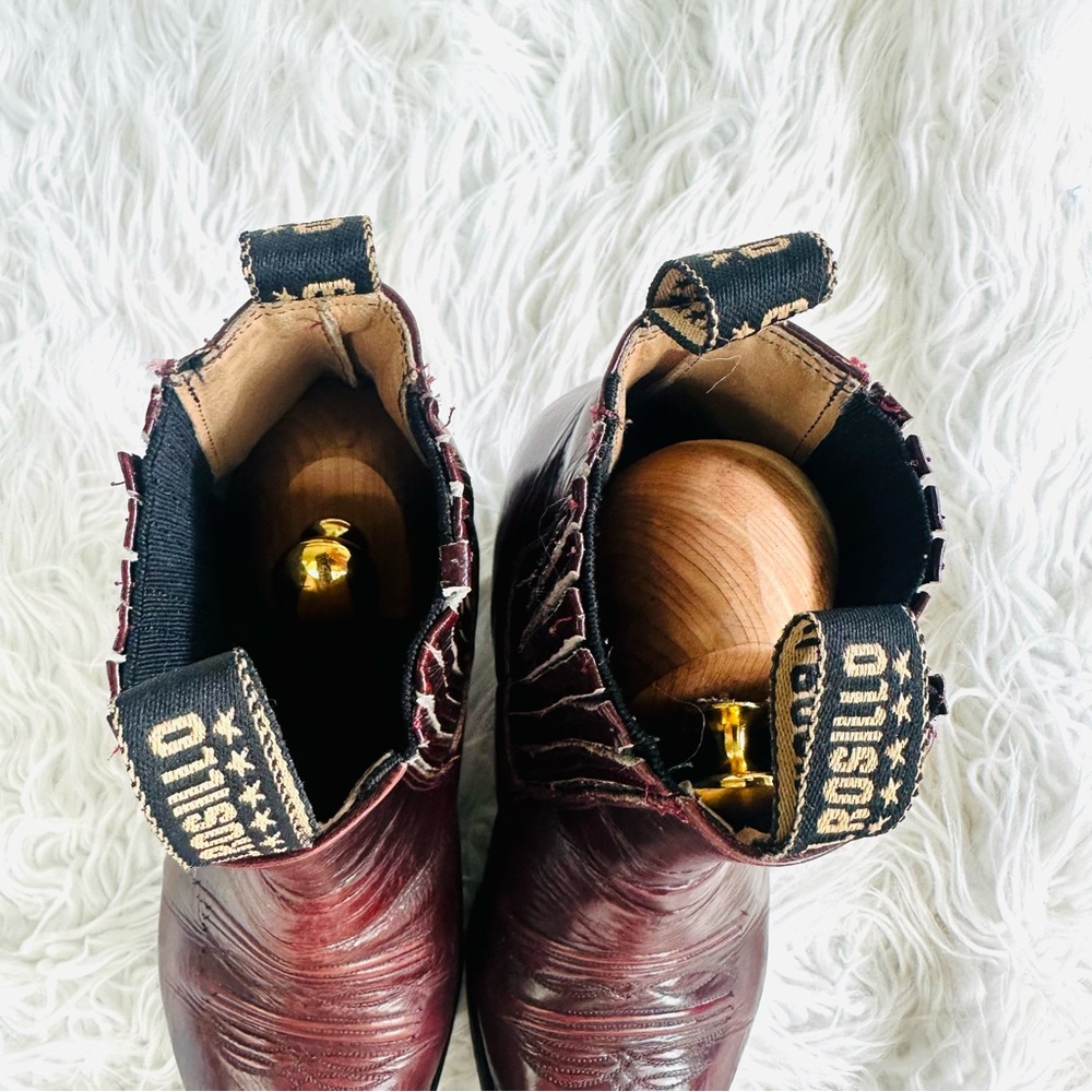 Mens Burgundy Leather Western Boots - Picture 10 of 16